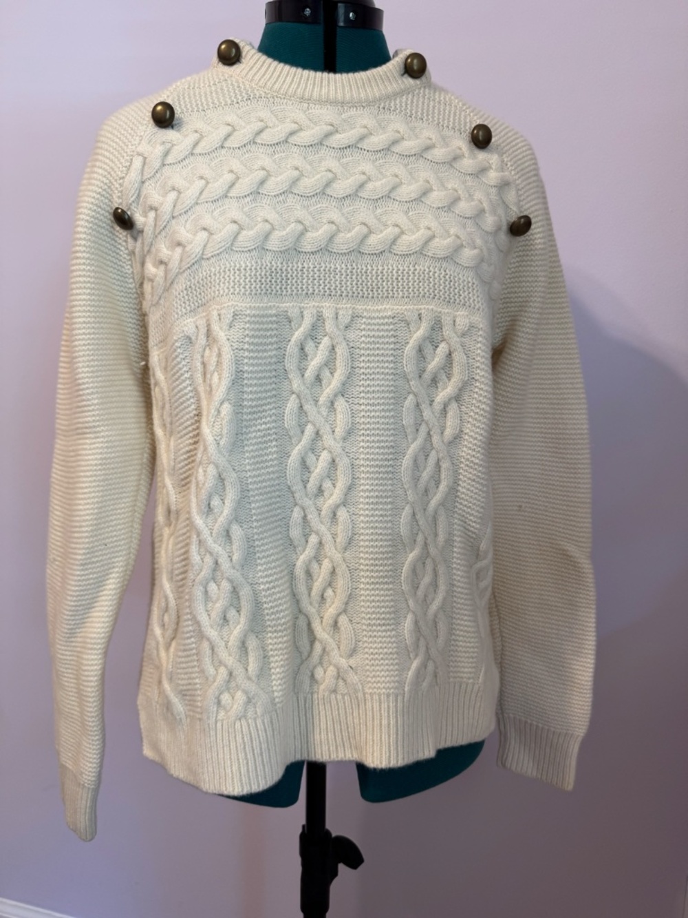 Madewell Medium Merino Wool Blend Cable Knit Sweater